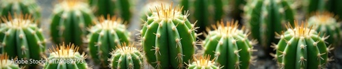 Small, round cactus with soft, green leaves and spines, small cactus, golden barrel cactus, nature photo