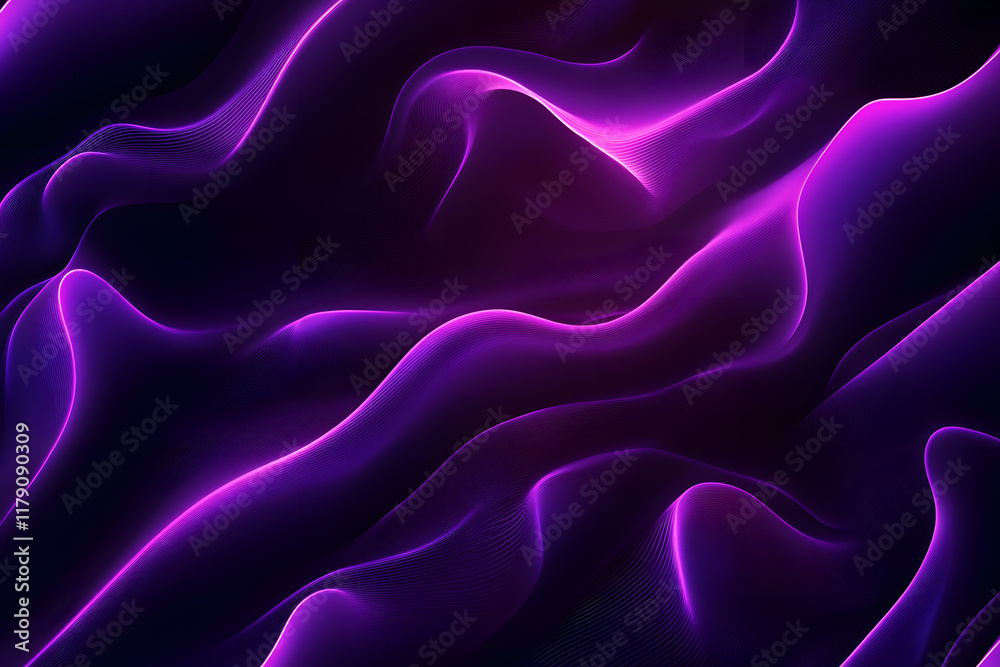 Fototapeta premium Abstract glowing purple neon lights forming sleek shapes and futuristic patterns.