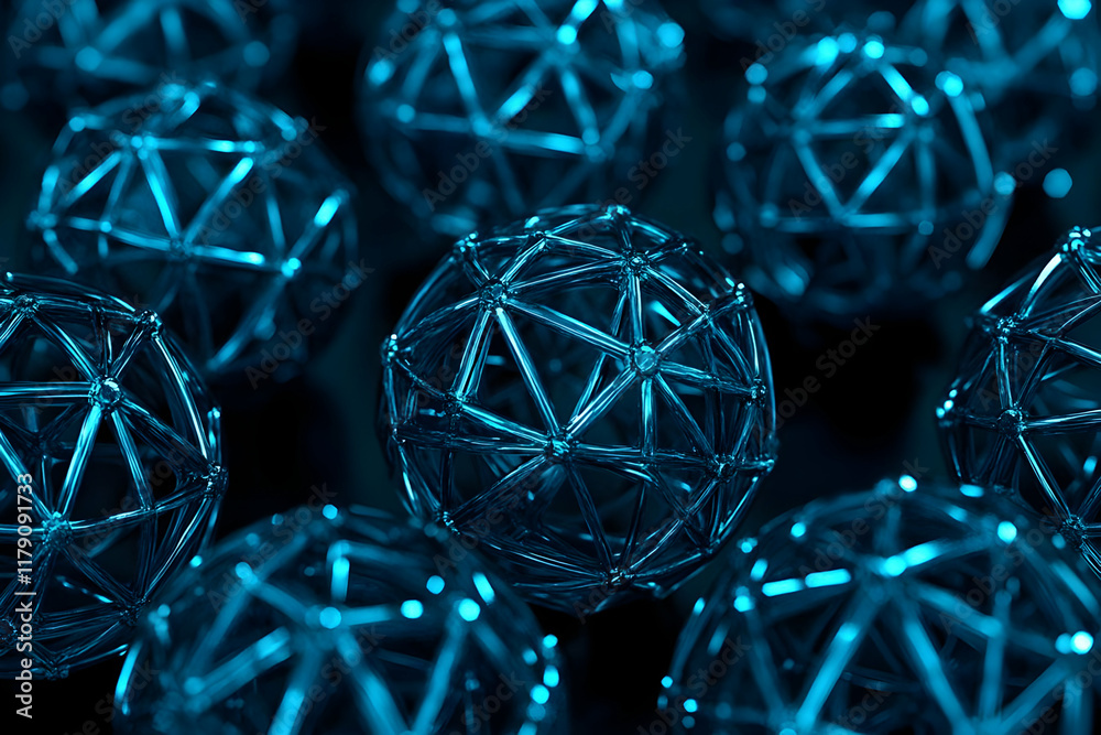 3D Abstract Background Blue Geometric Spheres 3D Abstract Background Blue Geometric Spheres