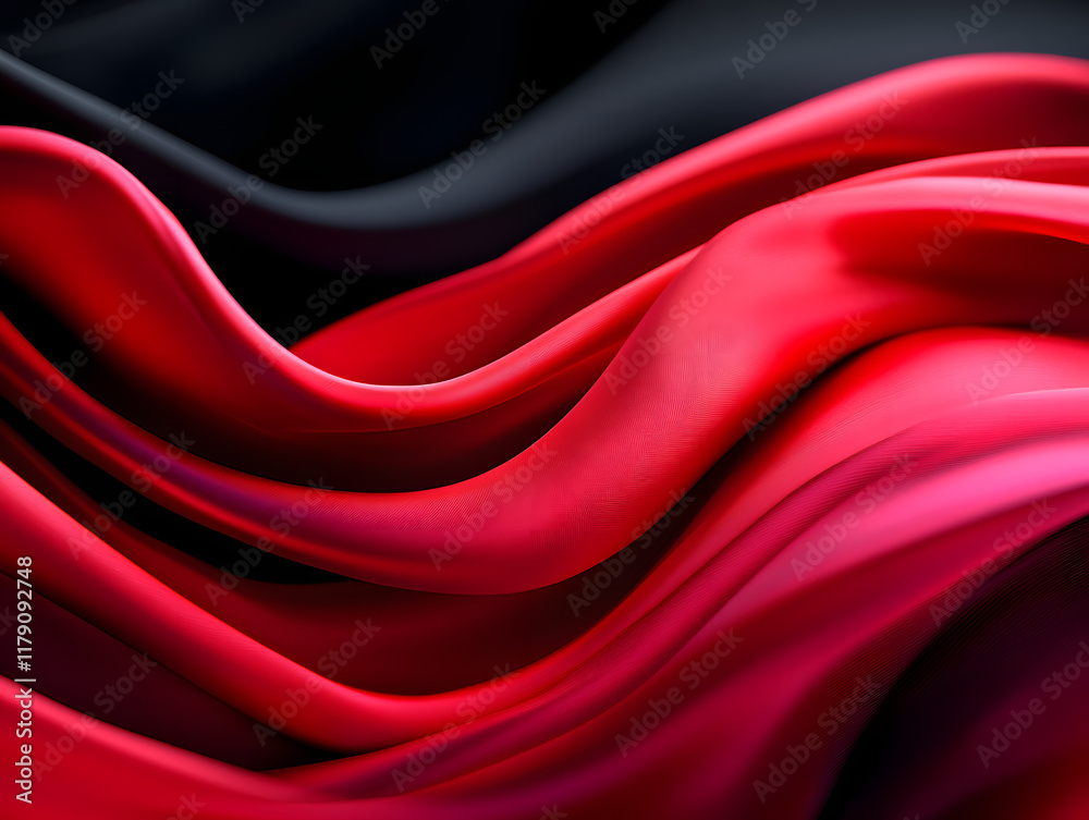Obraz premium Luxurious Red Fabric on Black Background: A Bold and Elegant Design Element