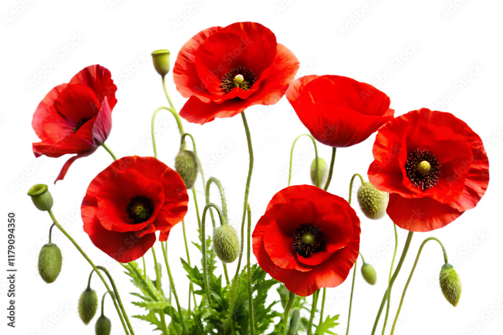 Obraz premium poppy flowers isolated on white background PNG.AI GENERATED