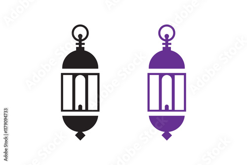 Lantern silhouettes with white background and color versions 