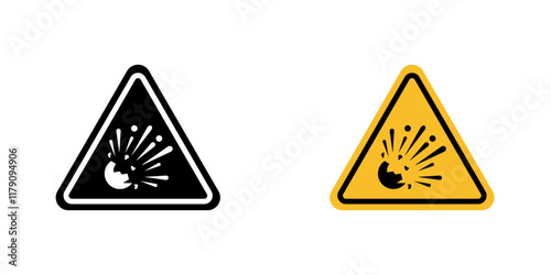 Explosive materials hazard signs vector graphic pack