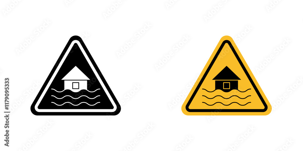 Flood disaster signs vector graphic pack Flood disaster signs vector graphic pack