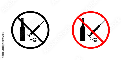 No drugs or alcohol sign vector graphic pack