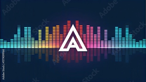 Letter A with pulse . music player element. logo template electronic music, equalizer, store, DJ music, nightclub, disco. audio wave logo concept, multimedia technology themed, abstract shape. photo