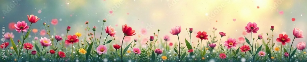 Delicate floral arrangement on a misty morning, morning dew, watercolour Delicate floral arrangement on a misty morning, morning dew, watercolour