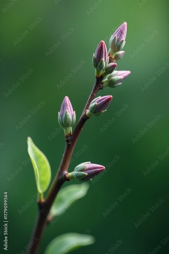 Delicate gray buds unfolding on a slender willow twig, growth, nature, foliage