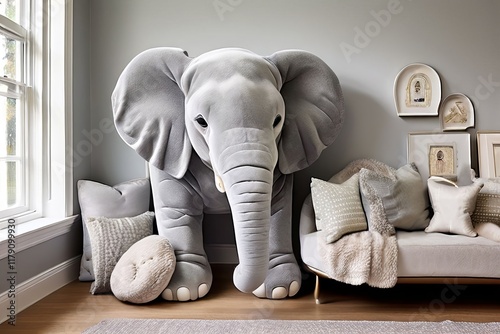 elephant parade elephant decals soft grey accents and a cozy rea photo