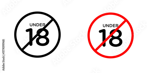 No under eighteen sign vector graphic pack