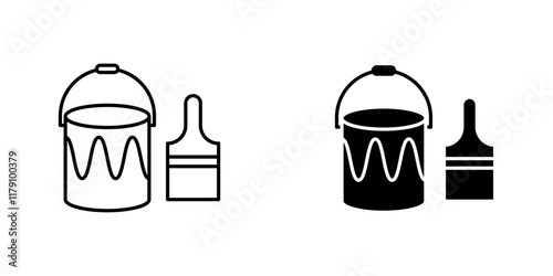 Paint bucket and paint brush icons vector graphic pack