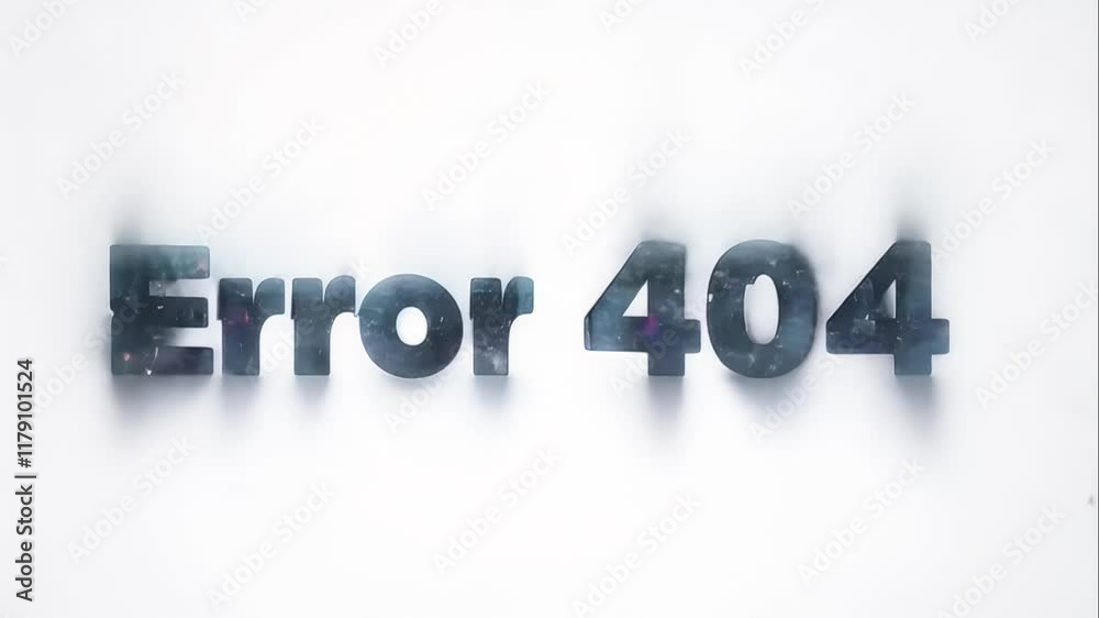 The words 'Error 404' appear with soft static noise The words 'Error 404' appear with soft static noise