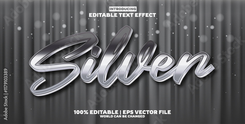 Silver editable text effect in modern trend style