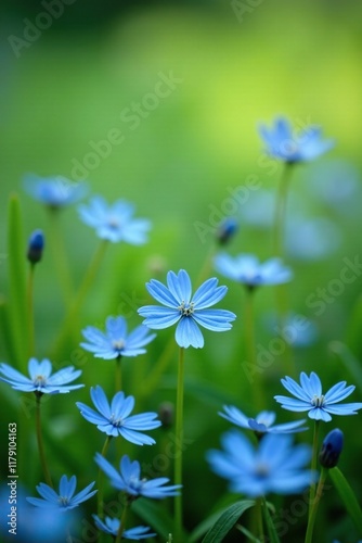 Tiny blue blossoms scattered across the meadow, meadow, blue photo