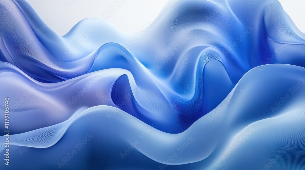 Obraz premium Blue abstract wave background with white background. ai generative.