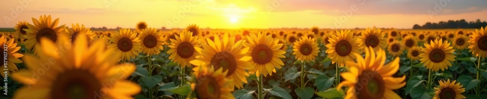 Obraz premium Sunflower stalks stretching towards the fading light, agricultural, fading