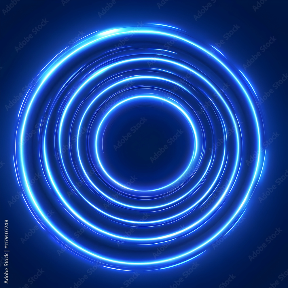 Abstract Blue Neon Circles Background Abstract Blue Neon Circles Background