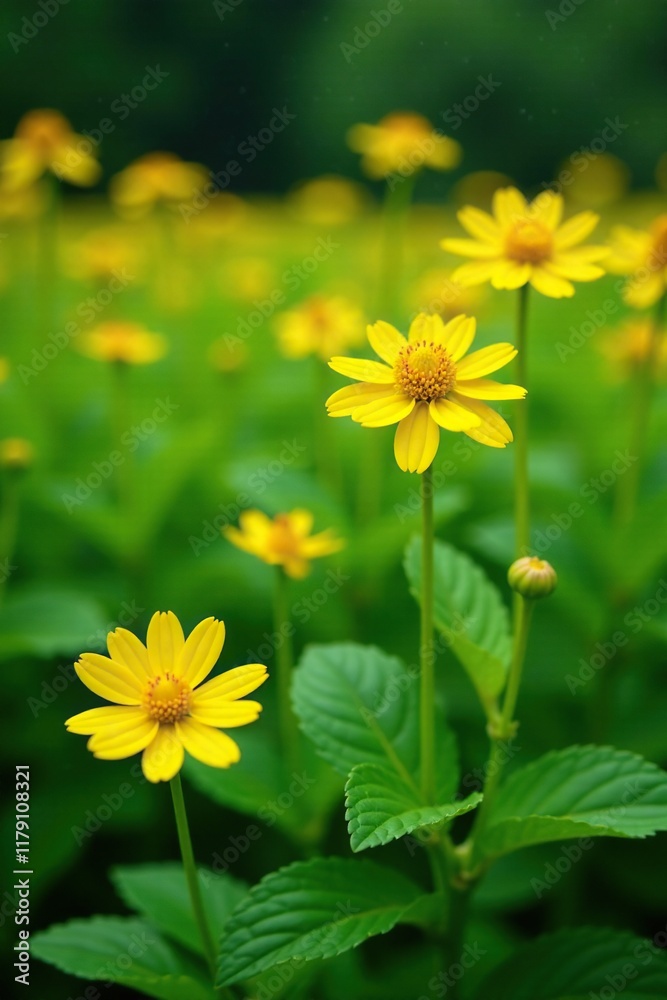 Bright yellow flowers in a lush green foliage of Ligularia dentata, nature photography, flowering plants, yellow flowers Bright yellow flowers in a lush green foliage of Ligularia dentata, nature photography, flowering plants, yellow flowers