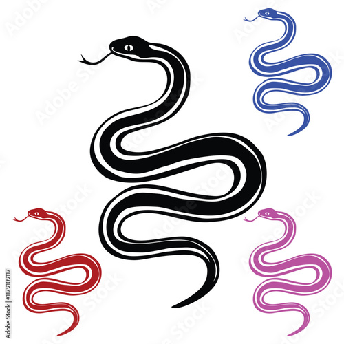 snake vectors illustration art design ,silhouette on white background