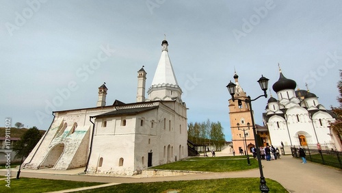 Russian orthodox church temple cathedral monastery ancient historical building in Tver region