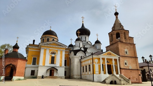 Russian orthodox church temple cathedral monastery ancient historical building in Tver region photo