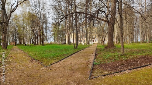 A park and a building of old poetical villa in Tver region 