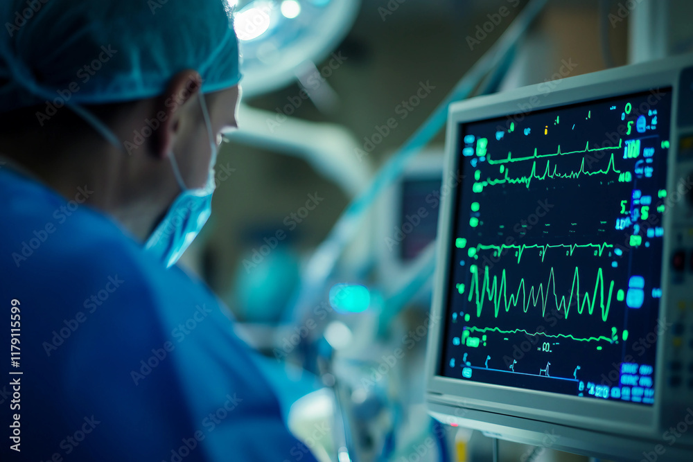 Generative AI image of surgeons performing a medical operation in a high-tech surgical room with advanced medical equipment Generative AI image of surgeons performing a medical operation in a high-tech surgical room with advanced medical equipment