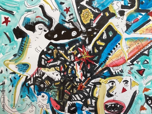 Illustration of funny doodle people 