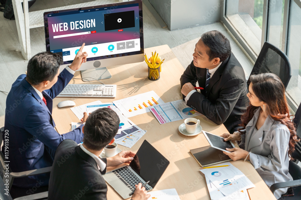 Φωτογραφία Smart businessman and businesswoman talking discussion in group meeting at office table in a modern office interior