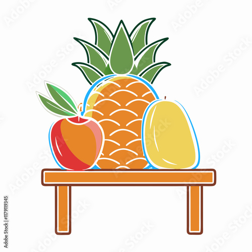 Colorful fruits on wooden table