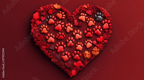 Valentine day heart shaped cake with paw prints
