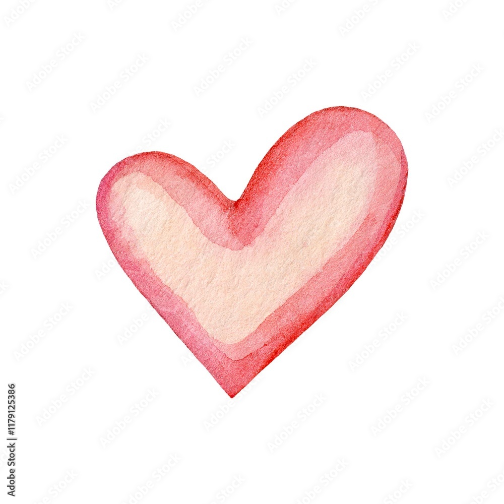 Fototapeta premium Watercolor heart illustration suitable for various creative projects and designs featuring soft pink hues and a textured appearance