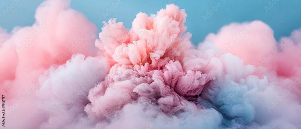 Fototapeta premium Abstract Pastel Pink and Blue Ink Cloud Swirl Dreamy Color Smoke Background Texture