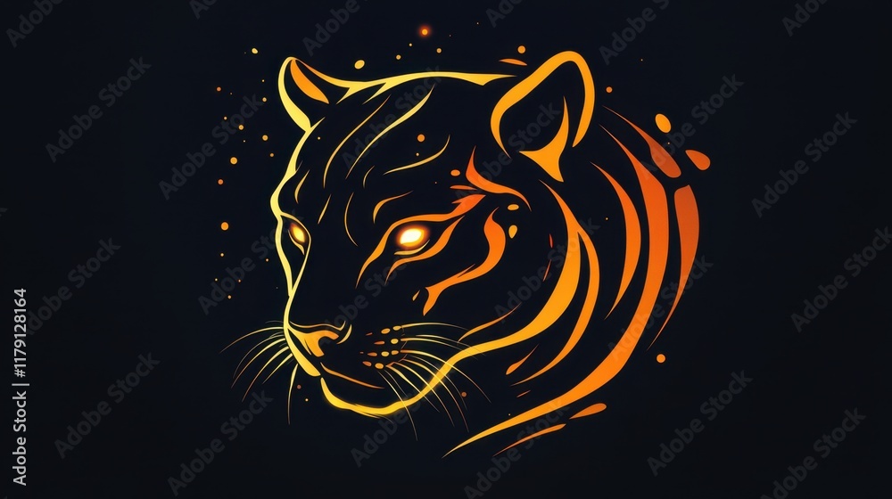 Majestic Panther Graphic with Fiery Accents and Bold Design Elements Majestic Panther Graphic with Fiery Accents and Bold Design Elements