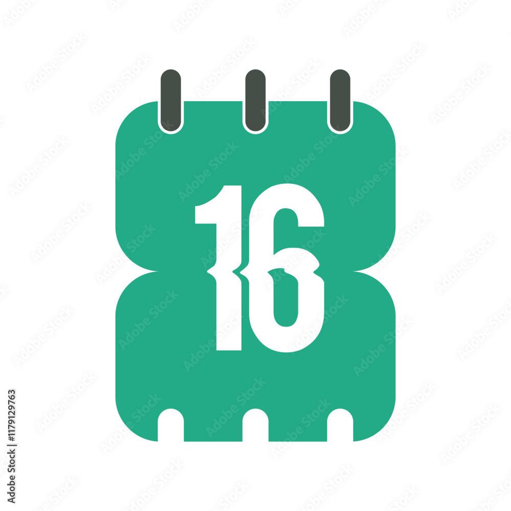 Day 16 Calendar Vector Icon Illustration. Day 16 Calendar Vector Icon Illustration.
