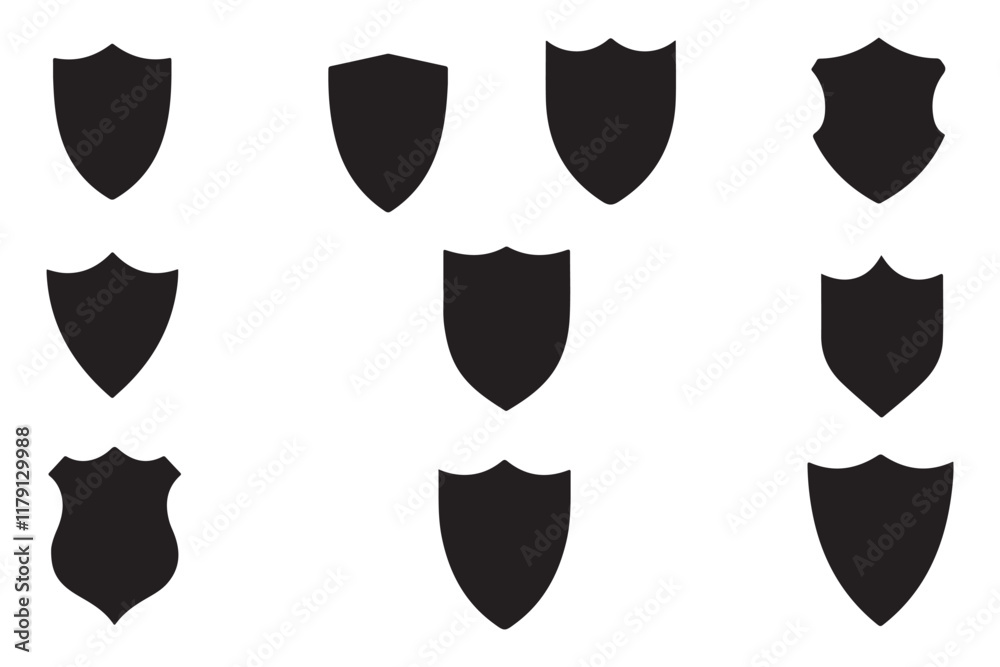Set of Shield Silhouettes - Security and Protection Icons Set of Shield Silhouettes - Security and Protection Icons