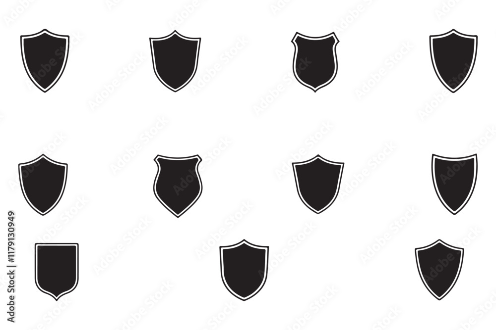 Set of Shield Silhouettes - Security and Protection Icons