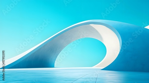 Sleek and Modern Abstract Architecture Against Clear Blue Sky