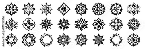 Vector Set of Decorative Floral and Geometric Ornament Designs