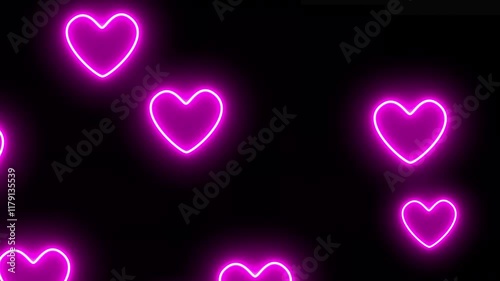 An animated frame in which multiple glowing hearts slowly float from the bottom left to the top right.