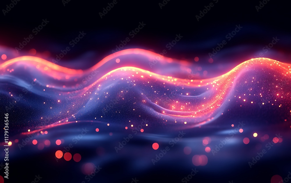 Abstract glowing wave with particles. Abstract glowing wave with particles.