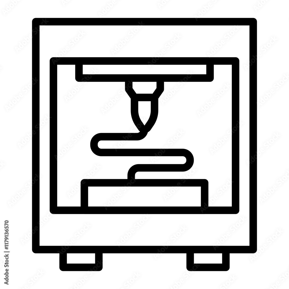 D Printer Vector Line Icon Design D Printer Vector Line Icon Design