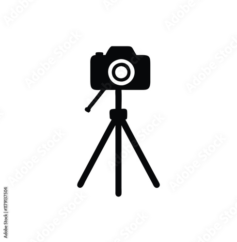 A tripod with photo camera vector silhouette