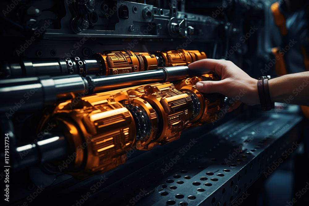 Naklejka premium Excellent Shimmering Retro Futuristic Quantum Machine