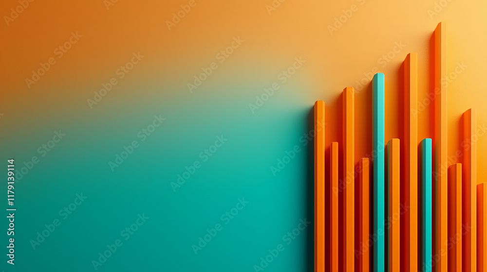 Vibrant orange and teal geometric shapes create modern abstract background