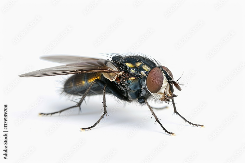 Sharp Image of Flies Isolated on White Background Sharp Image of Flies Isolated on White Background