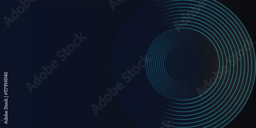 Abstract Blue background with glowing circles. Swirl circular lines pattern. Geometric spiral. Twirl element. Modern graphic design. Futuristic technology concept.