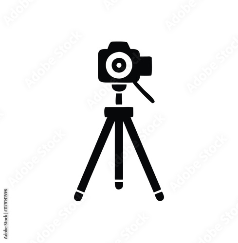 A tripod with photo camera vector silhouette