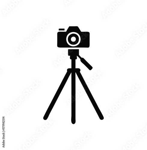 A tripod with photo camera vector silhouette