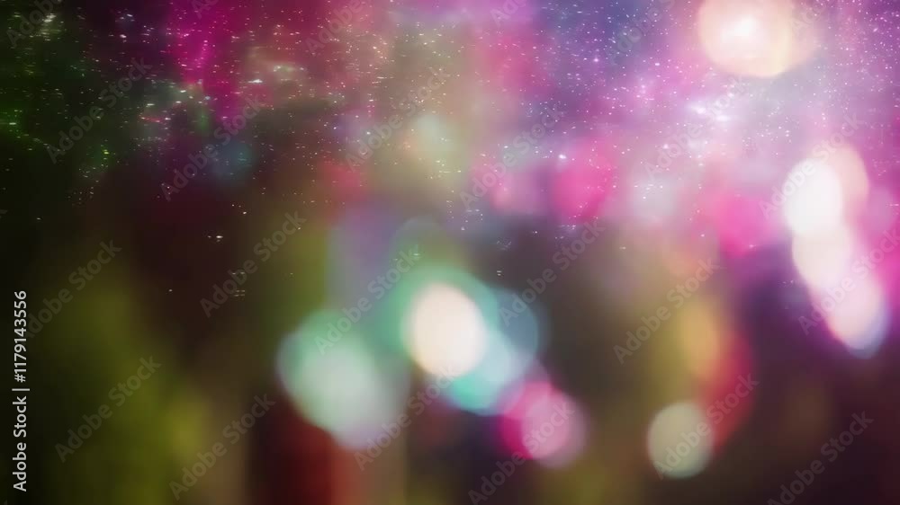 Colorful bokeh lights overlay motion animation. Abstract bright background for design, video intro, outro or presentation. Place for text.